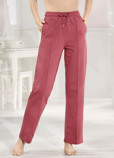 Bekv&auml;ma byxor med bred res&aring;r i midjan 