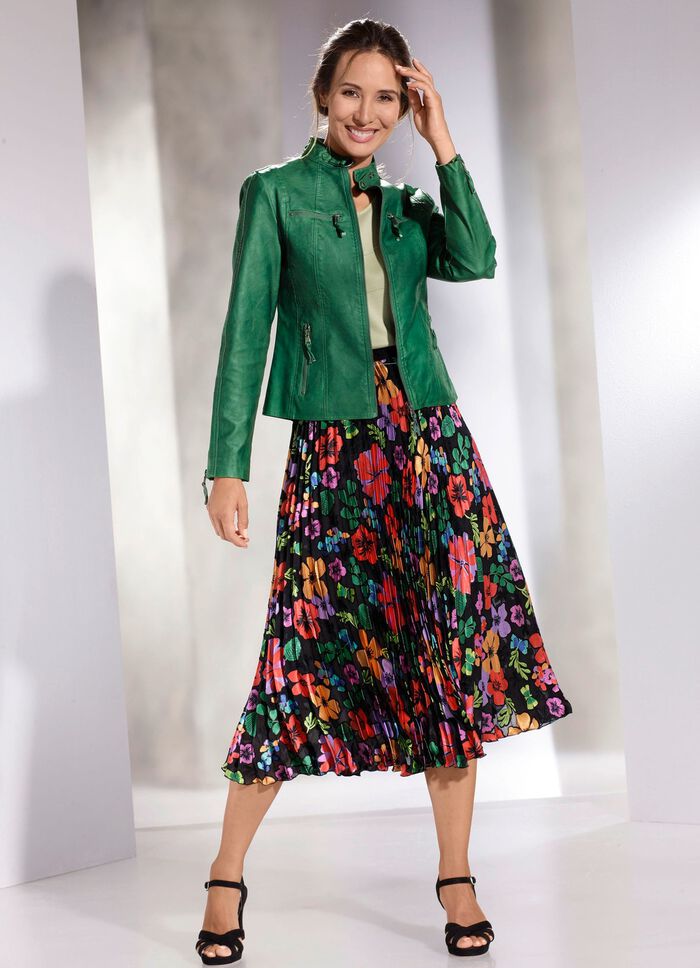 Plisserad kjol med blommig design 