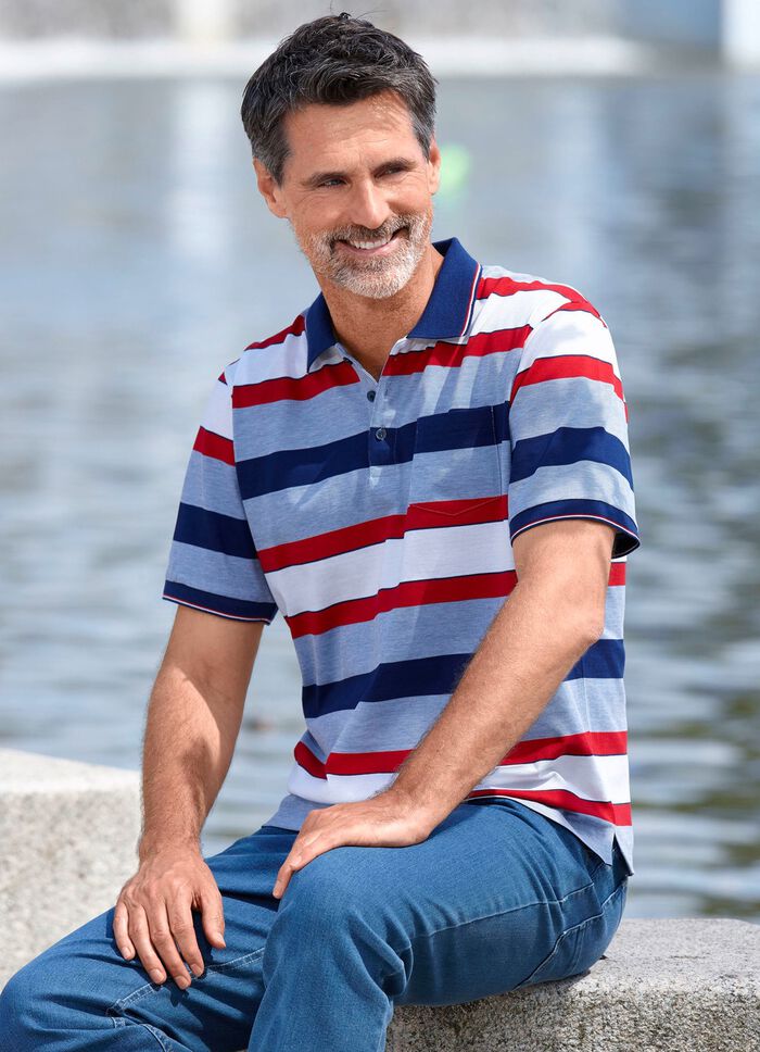 Pik&eacute;tr&ouml;ja med br&ouml;stficka LJUSBL&Aring;-MARINBL&Aring;-VIT-R&Ouml;D