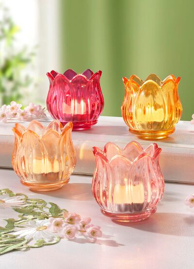 V&auml;rmeljush&aring;llare av h&ouml;gkvalitativt glas, set om 4 