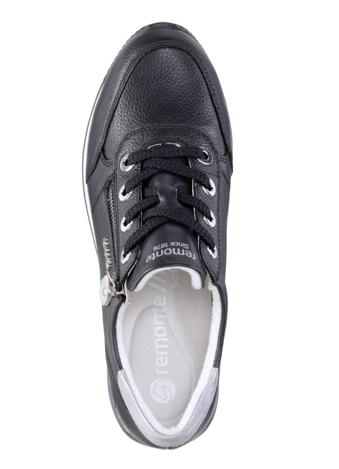 Remonte-sneakers med snörning och skimrande silverfärgad kontrastkant, 