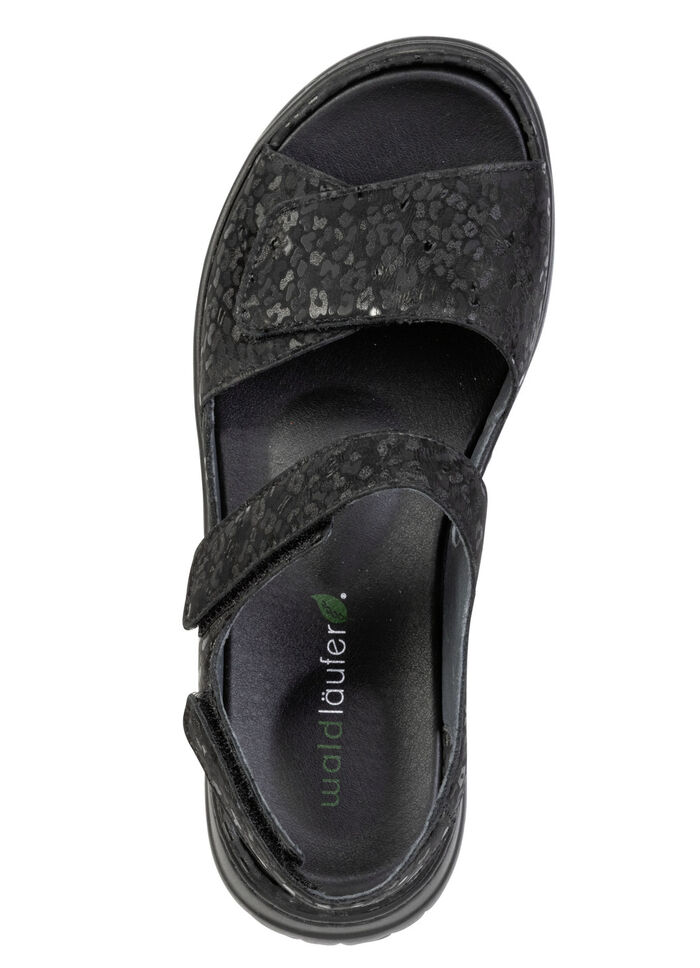Waldläufer, bekväma damsandaler, bredd H, med uttagbar fotbädd SCHWARZ