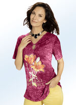 Skjorta med V-ringning och veck i 2 färger BORDEAUX BATIK