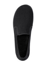 Tofflor tillverkade av luftigt, elastiskt textilmaterial SVART-VITT