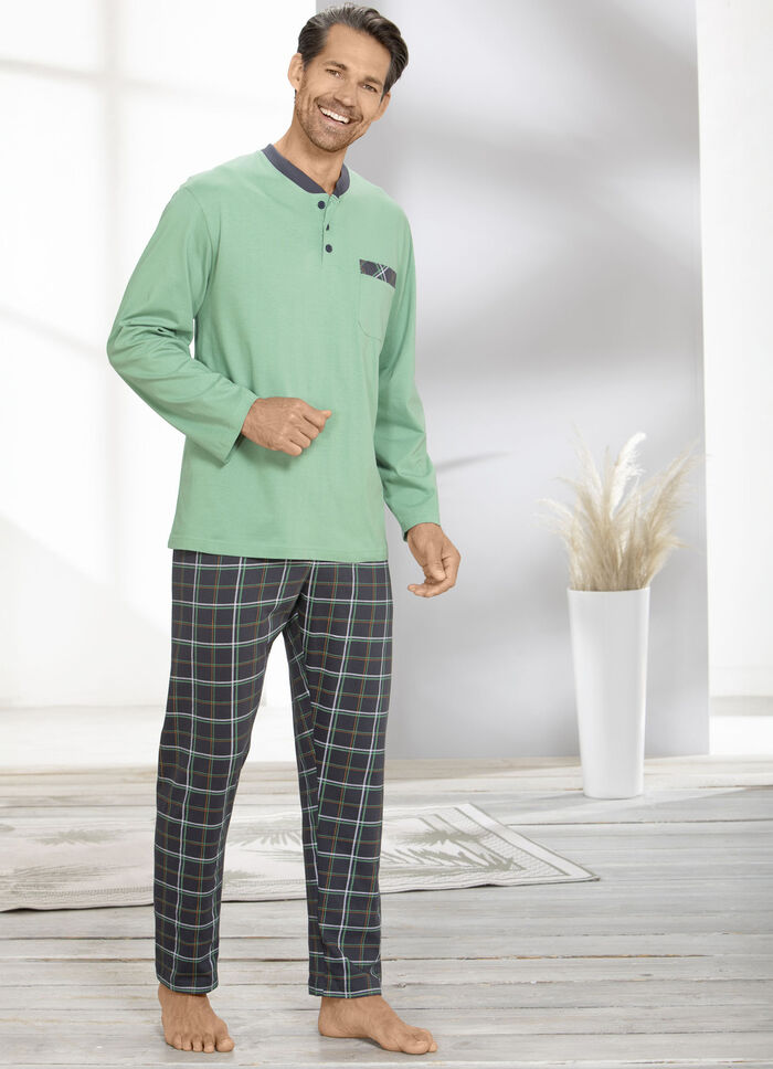 Pyjamas med knappslå och öppna ärmslut 