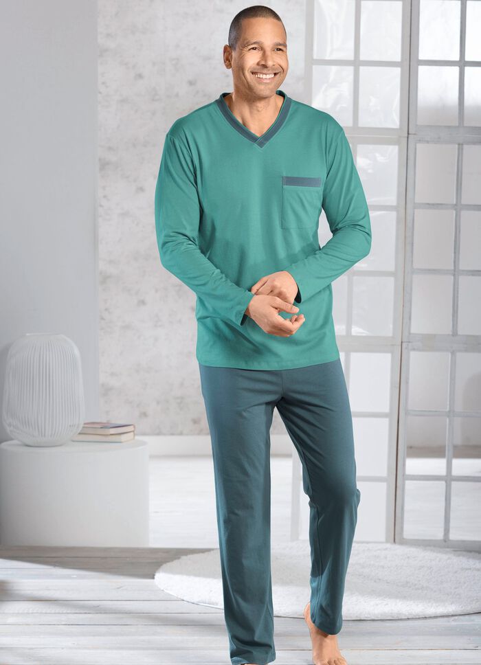 Tv&aring;pack pyjamas med v-ringning och &ouml;ppna f&aring;llar 