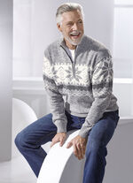 Troyer med norskt mönster SILVERGRÅ MELERAD-ECRU