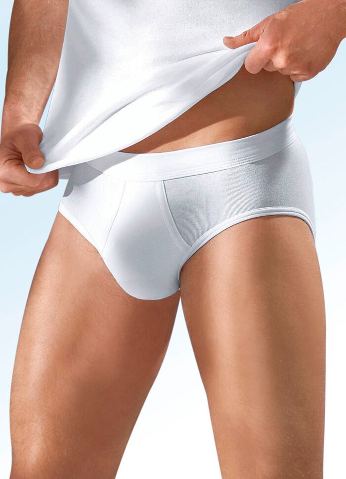 Schiesser trepack trosor av fin ribb med gylf, vit 