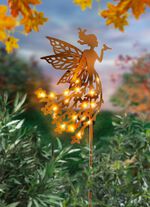 Solcellsblomma av rostig metall 