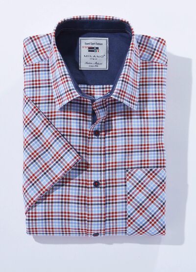 Rutig &rdquo;Milano Italy&rdquo;-skjorta i 4 f&auml;rger 