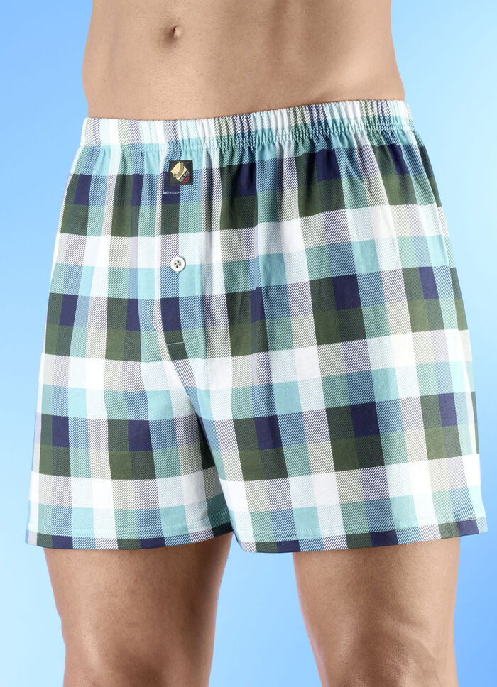 Trepack boxershorts med rutig design 