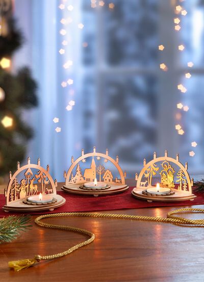 V&auml;rmeljush&aring;llare i tr&auml;, set om 3 