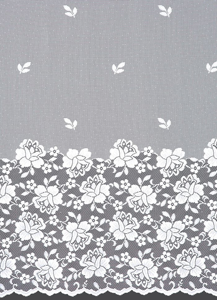 Filigranblommargardin med automatisk vecktejp 1:3 