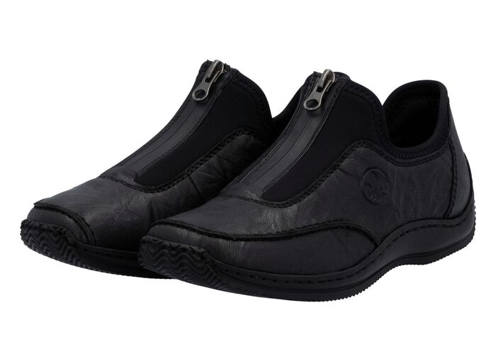 Rieker, klassiska damtofflor, med dragkedja SVART