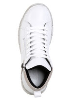 Tvillingskosko med snörning av mjukt nappaläder VIT-TAUPE