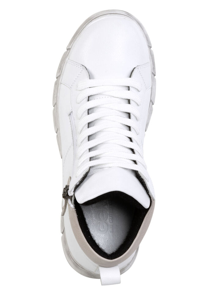 Tvillingskosko med snörning av mjukt nappaläder VIT-TAUPE