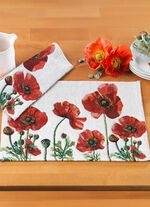 Placemat med vallmoblommotiv, 2-delad 