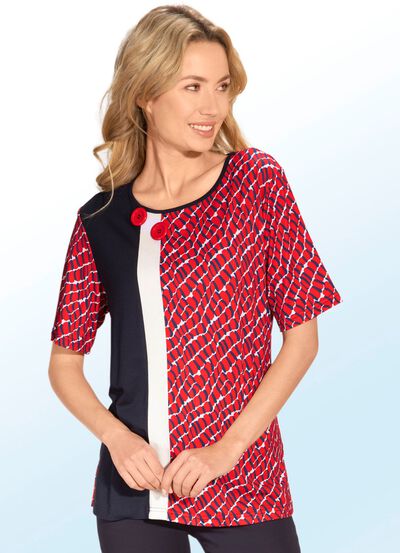 Helm&ouml;nstrad skjorta med dekorativa knappar 