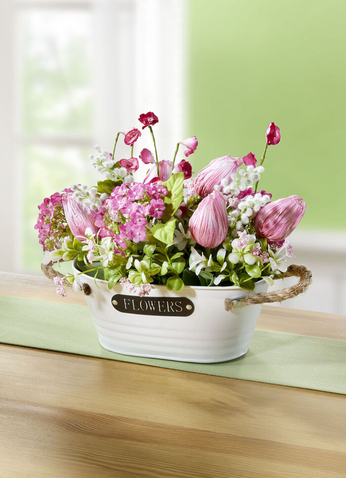 tulpanarrangemang i kruka, 