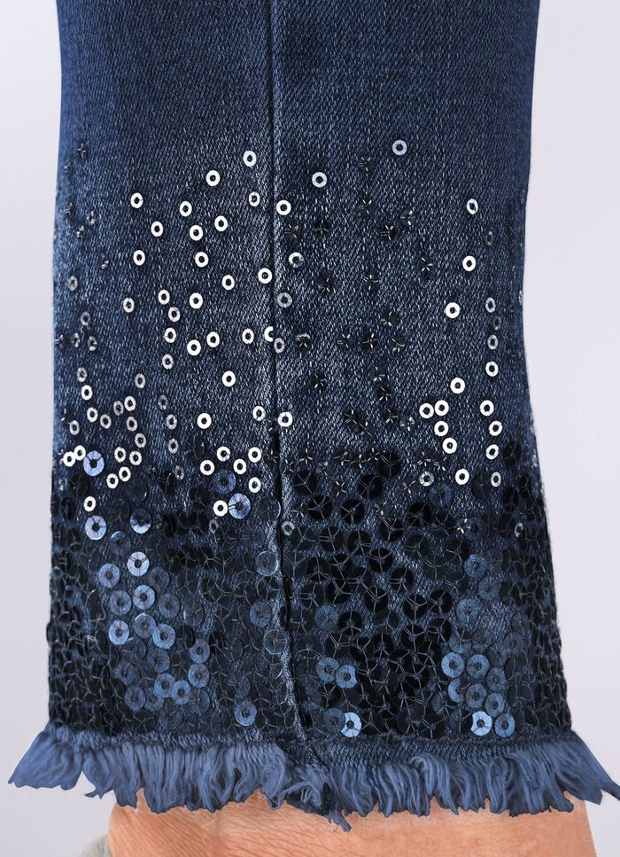 Premiumjeans med fransad nederkant 