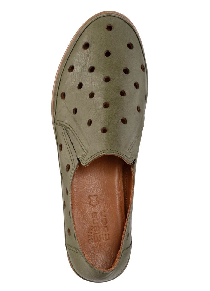 ELENA EDEN tofflor i mjukt nappal&auml;der med perforeringar 