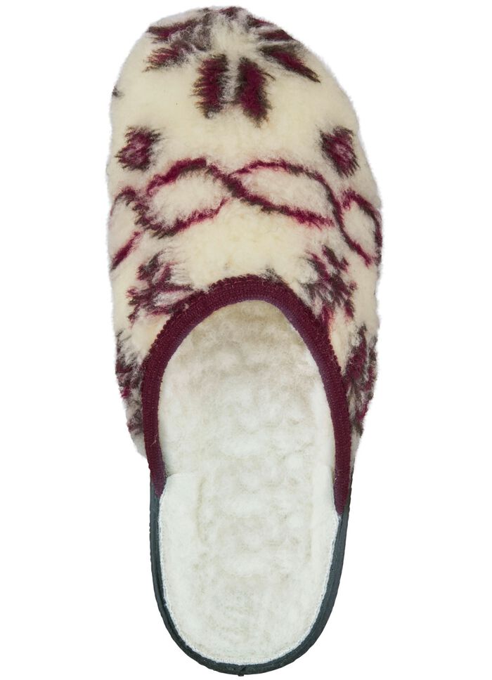 Tofflor i tryckt plyschmaterial 