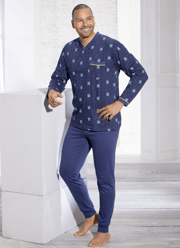 Pyjamas med V-ringning och bröstficka 