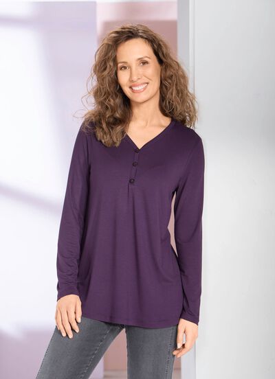 Skjorttunika med kort knappsl&aring; 