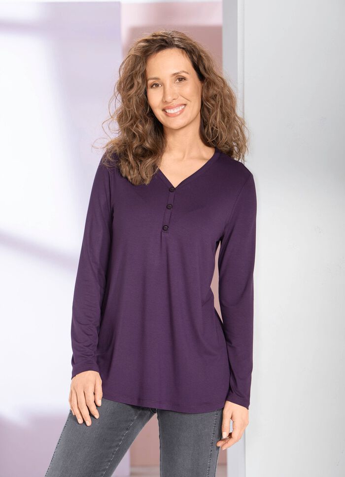 Skjorttunika med kort knappsl&aring; 