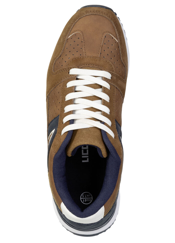 Sportiga herrsneakers med uttagbar fotbädd COGNAC-MARINE