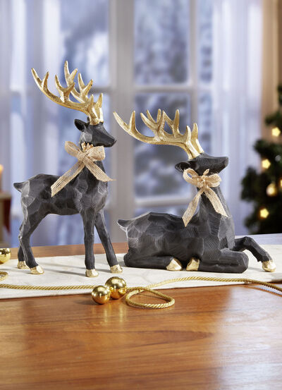 Rådjur med hovar och horn i guldfärg 