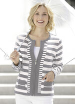 Cardigan i dekorativ randig design, 