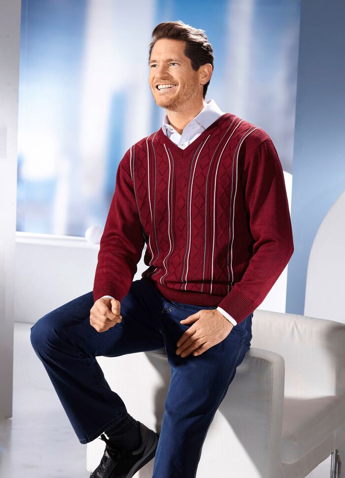 V-ringad tr&ouml;ja med strukturerad design i 3 f&auml;rger 