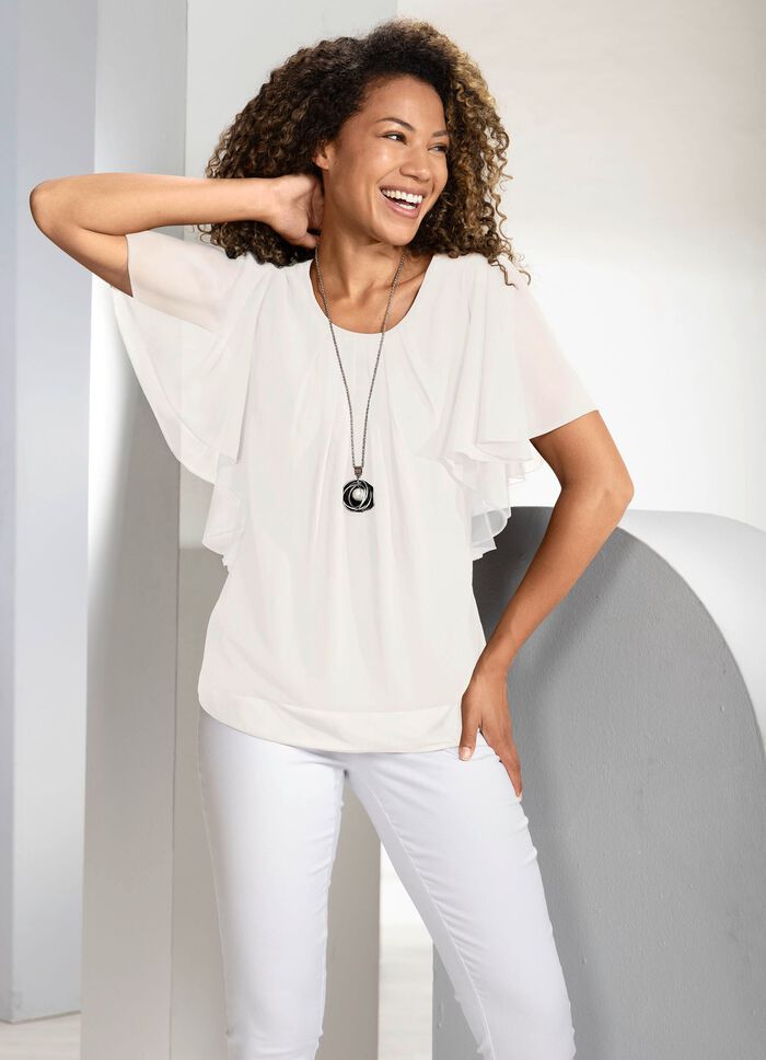 Poncho-tunika med fladdermus&auml;rmar ECRU