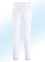 Magic-jeans med snygga nitar och trendiga fransar i nederkanten. 