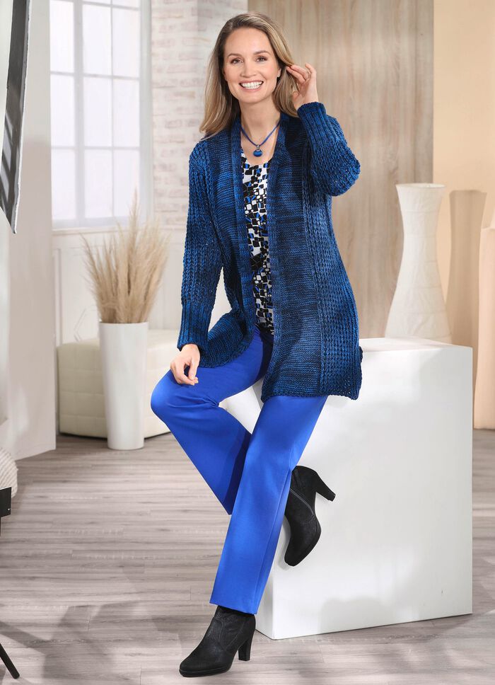 L&aring;ng kofta av melerat garn 