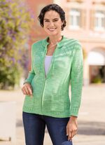 Kofta med stickade kanter och fickor 