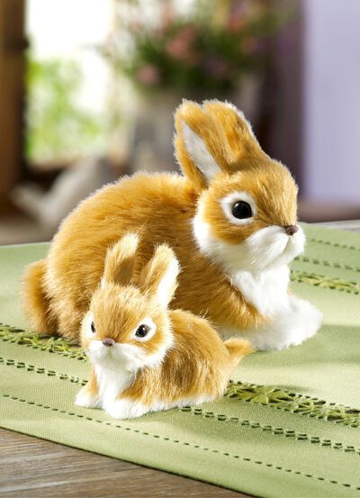 Kaniner, set om 2, med mjuk fuskp&auml;ls 