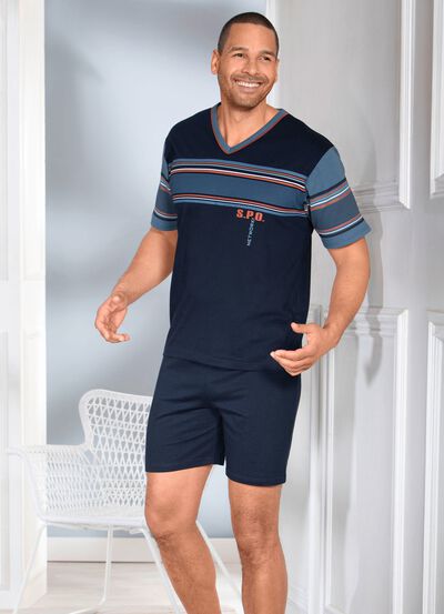 Tv&aring;-pack shorties med V-ringning och placerat tryck 