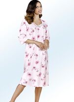 Nattlinne, 3/4-lång ärm med V-ringning MJUK ROSA FÄRGRIK
