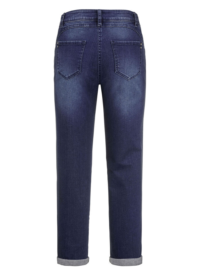 Jeans med push-up effekt MÖRKBLÅ