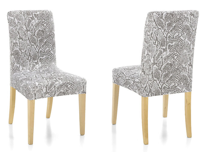 Lättskötta stretchöverdrag i ormliknande look GRÅ