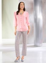 Skjortblus med hel knappsl&aring; i 2 f&auml;rger ROS&Eacute;