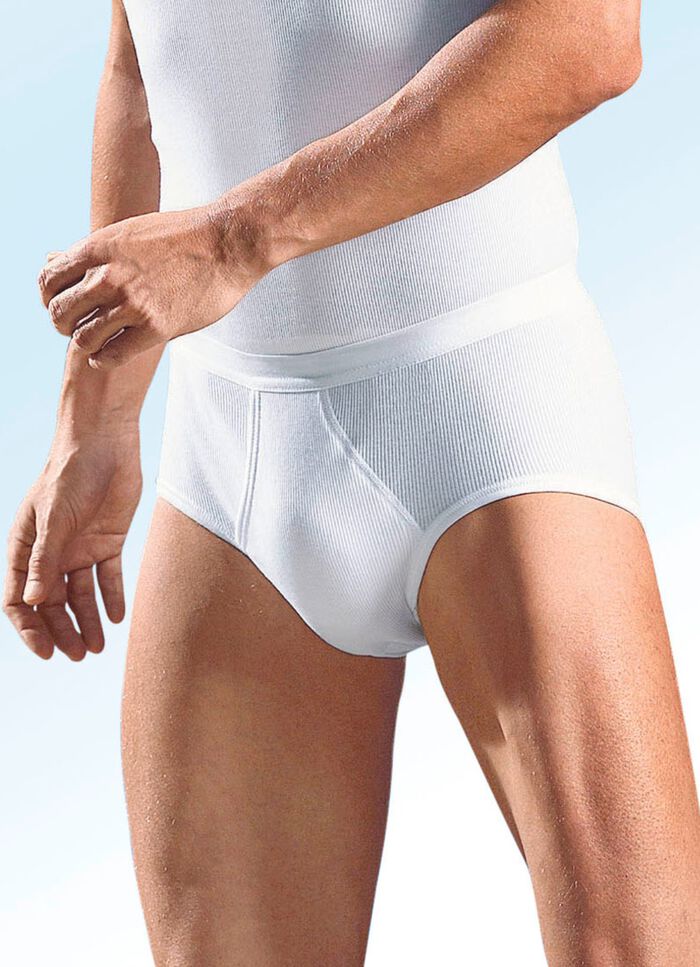 Schiesser trepack trosor med dubbelribbning och gylf, vit 