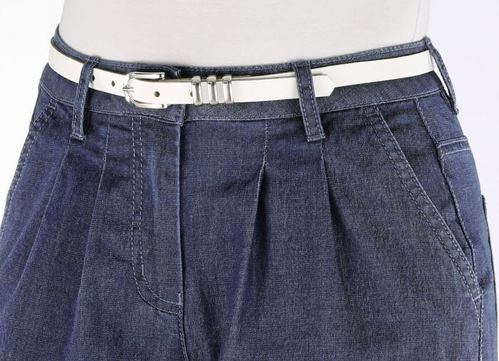 Snyggt läderbälte för kvinnor, 1,5 cm brett WEISS