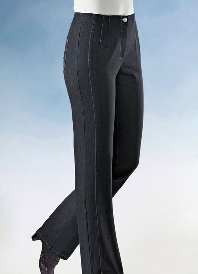 Jeans med figursmickrande delningss&ouml;m 