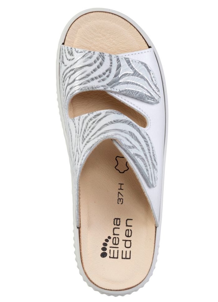 ELENA EDEN mulor med delvis skimrande zebratryck P&Auml;RLGR&Aring;