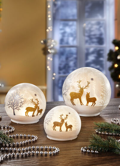 LED-kulor i glas, set om 3 