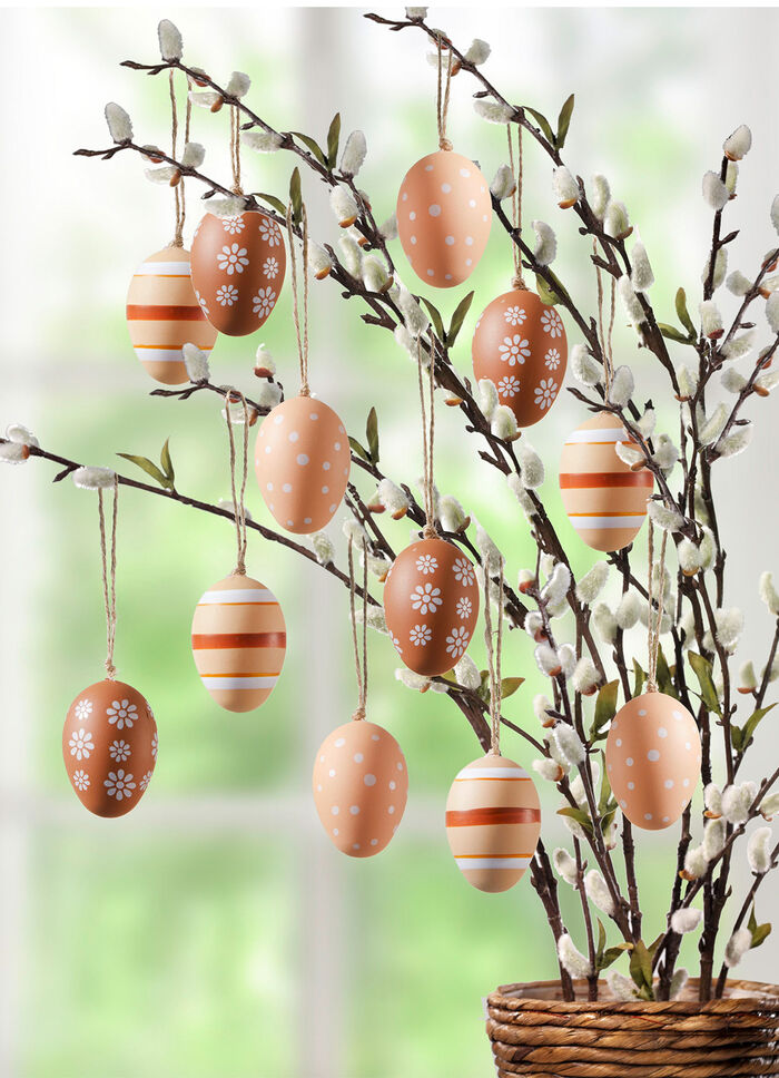 Påskägg med vårmotiv, set om 12 st NATUR