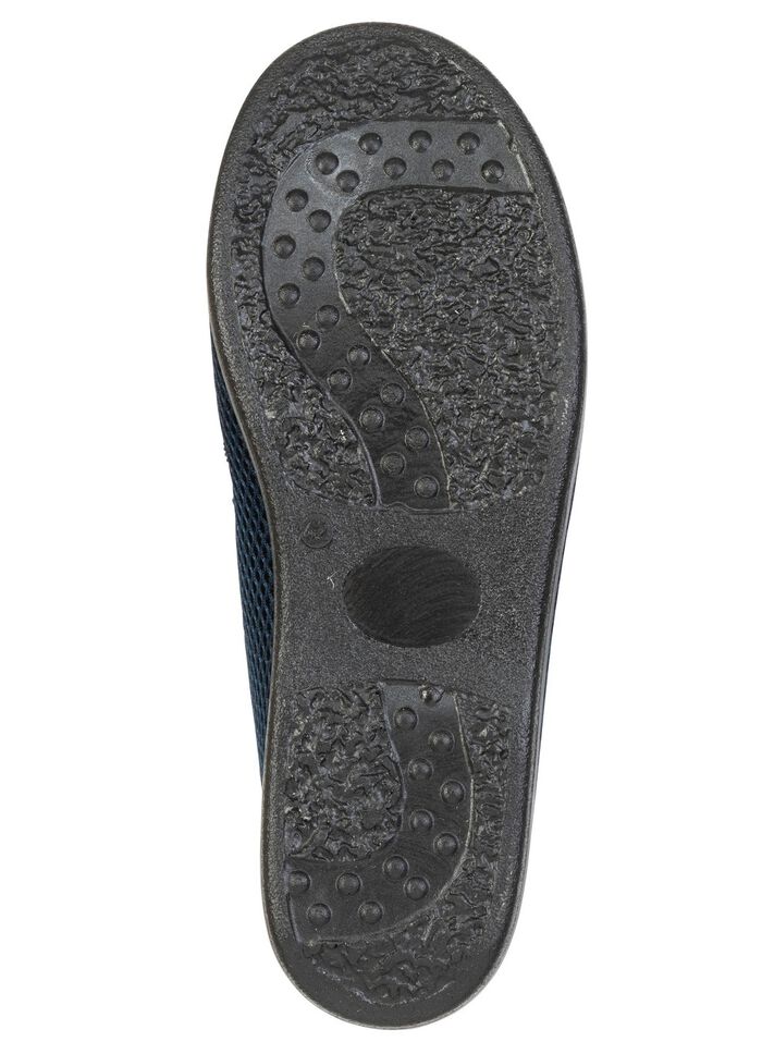 Bekv&auml;ma herrtofflor, bredd H, med anatomiskt formad fotb&auml;dd 